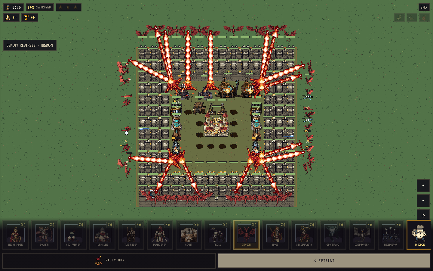 A battle in progress against a PvE base