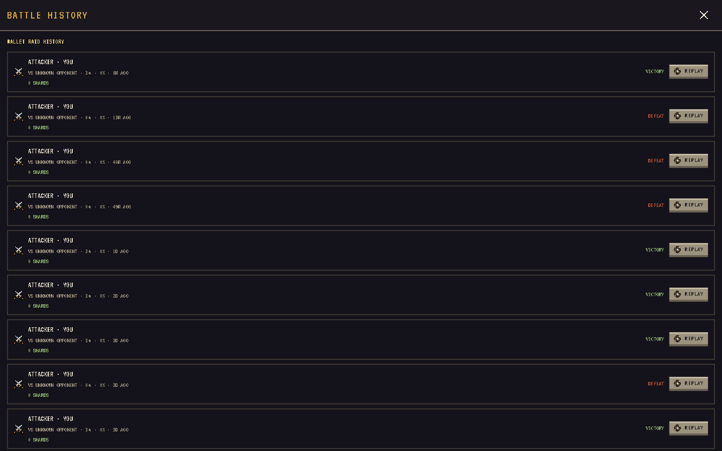 The raid log with replay entries